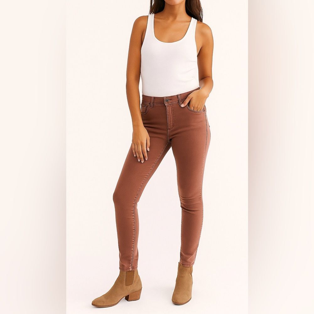 FREE PEOPLE Womens 27 Brownish Skinny Mid-rise Jeans Stretch Denim Cotton. EUC